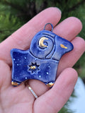Handmade ceramic blue sheep ornament