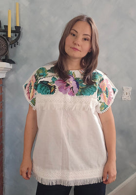 Ukrainian Woman HAND embroidery shirt “Panna” size L-2XL / blouse with vintage embroidery/ one of a kind