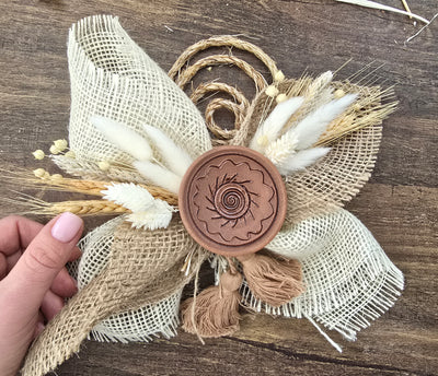 Decor for Easter Basket “Etno style “ pottery, dry flowers and organic fabric / adult
