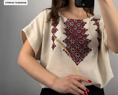 Short sleeve Woman HAND embroidery shirt “Nastya”