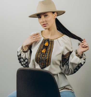 Woman HAND embroidery shirt “Panna” size M-XL
