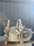 Designer Easter Basket “Etno style “ wood, dry flowers and organic fabric / adult
