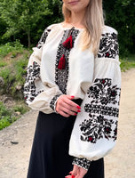 Linen Woman HAND embroidery shirt “Slava” size L - 2XL