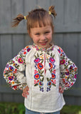 Kids linen embroidery shirt “Kvitka" for girls all sizes available
