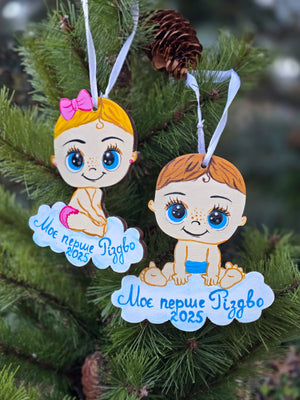 Hand painted ornaments / Petrykivka / First Christmas