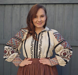 Woman embroidery shirts “Sofia" color beige  size L