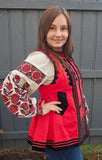 Replica of Antique Ukrainian Corset from 19th century / red
