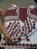 White Woman HAND embroidery shirt “ Romashka” size S-L