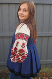 Replica of Antique Ukrainian Corset from 19th century / navy