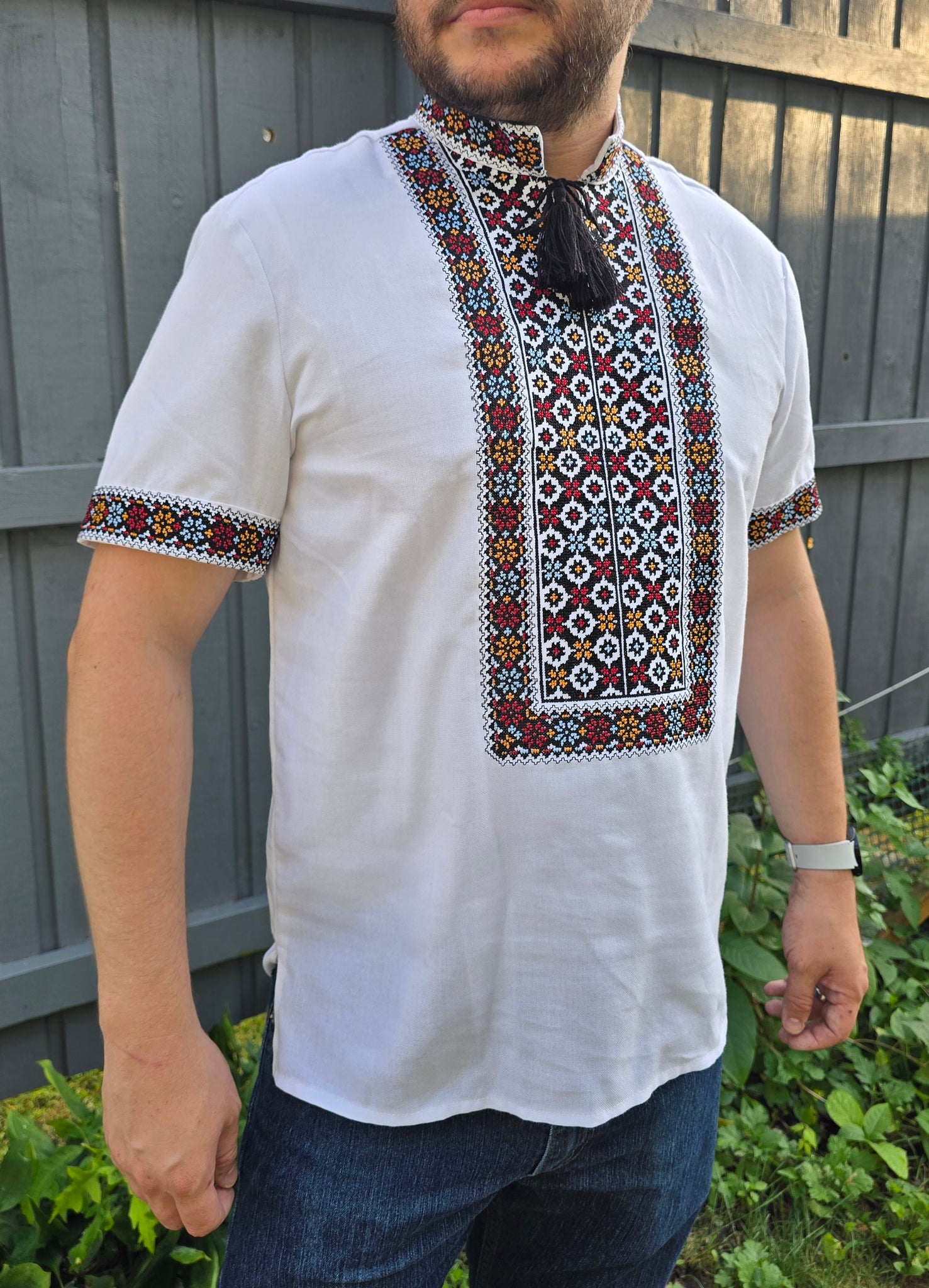 Man HAND embroidery shirt Slavko size S M L Man HAND embroidery shirt Slavko size S M L