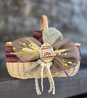 Easter Basket in Etno Style "Sunflower" pottery, dry flowers and organic fabric / adult