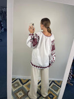 White Woman HAND embroidery shirt “ Romashka” size S-L