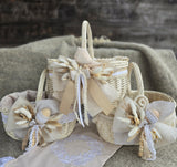 Designer Etno Style Easter Basket “Sunrise“ wood, dry flowers and organic fabric / adult