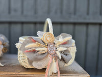 Easter Basket in Etno Style "Home" pottery, dry flowers and organic fabric / adult