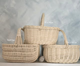 Designer Etno Style Easter Basket “Early morning“ wood, dry flowers and organic fabric / adult size large