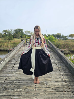 Reversable skirt / one side black and one side navy / Woman skirt 