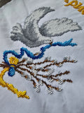 Hand Embroidery Beads Easter Basket Cover / towel with bird 47x33cm