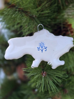Handmade ceramic Christmas ornament / map of Ukraine