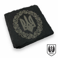 Ukrainian Drink Coaster-Tryzub-artsy