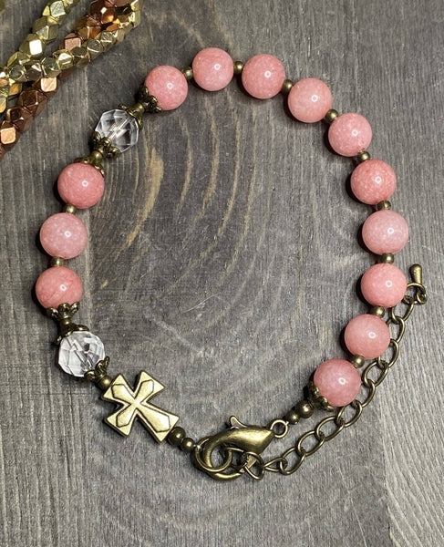 Pink Rose - Bracelet Rosary