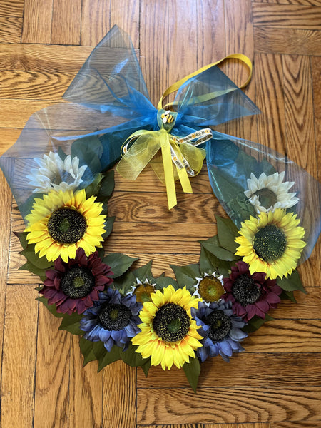 The door wreath “Colorful sunflowers”
