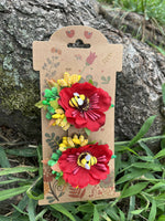 Beautiful hair clips “Red flower with berries”.
