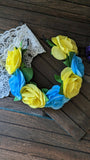 "Yellow blue roses "headband (hair band)