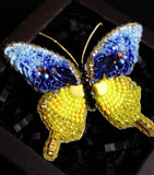 Ukrainian Butterfly brooch. Beaded brooch. Blue and yellow butterfly brooch. Ukraine butterfly brooch. Clothing brooch