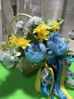 Easter basket decorations “Blue and yellow spring flowers”