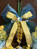 Ukrainian “spring blue and yellow flowers” door wreath