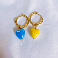 Blue and Yellow hearts earrings