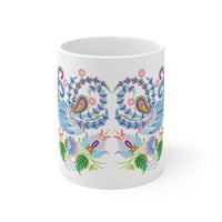 Blue Petrykivka painting mug | White ceramic mug 11 oz| Free Shipping