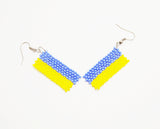 Handmade Yellow blue ukrainian flag earrings national stiped patriotic jewelry Ukraine support