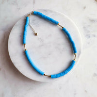 Blue resin beads necklace