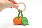 Crochet pumpkin rattle toy