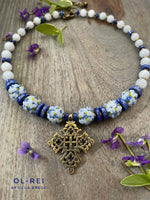 Blue flowers choker