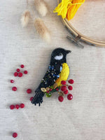 Tit bird brooch