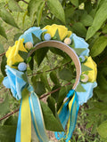 Ukrainian head wreath in blue and yellow.