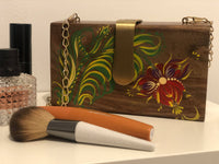 Stylish Wooden Clutch Purse Petrykivka hand painted