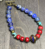 Coral and Lapis - Bracelet