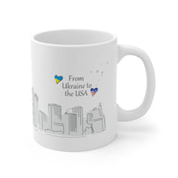 From Ukraine to the USA| White ceramic mug 11 oz | Free shipping
