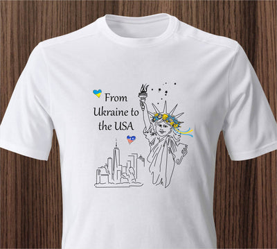 From Ukraine to the USA T-shirt | USA Ukraine Cotton Tee | Free shipping