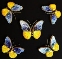 Butterfly brooch. Beaded brooch. Blue and yellow butterfly brooch. Ukraine butterfly brooch. Clothing brooch.