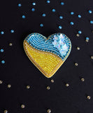 Ukrainian beaded heart brooch #Type 1