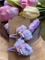 “Purple Easter bunny” hair clips