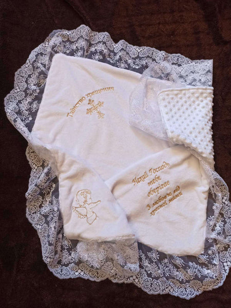Baptism blanket/krygma ( shipping next business day from USA)