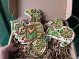 Set of 3 Ceramic ornaments / ukrainian ornaments/ egg, rooster, sheep