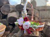 Decorated Easter Basket with handmade “Burgundy collection “