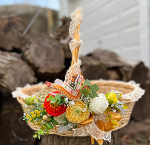 New Decorated Easter Basket with handmade bird large size