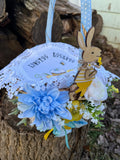 Set Decorated Easter Basket + embroidered  napkin for kids